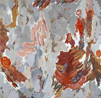 Max Weiler, Strukturen. Rot auf Grau, 1957, Öl auf Leinwand, 197,5 x 205 cm, Artothek des Bunde ...