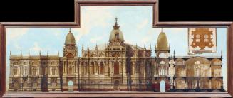 Hans Makart, Entwurf für einen Palast: Rückseite und Grundriss, um 1883, Öl, Tusche auf Leinwan ...