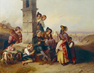Johann Matthias Ranftl, Die Rast der Wallfahrer, 1852, Öl auf Holz, 67,5 x 87 cm, Belvedere, Wi ...