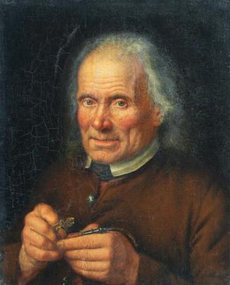 Johann Baptist Hoechle, Alter Bauer, sein Pfeifchen stopfend, vor 1820, Öl auf Leinwand, 48 x 3 ...