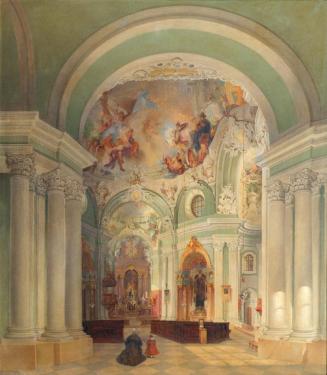Theodor Jachimowicz, Das Innere der Piaristenkirche in Wien, 1842, Öl auf Leinwand, 86 x 76 cm, ...