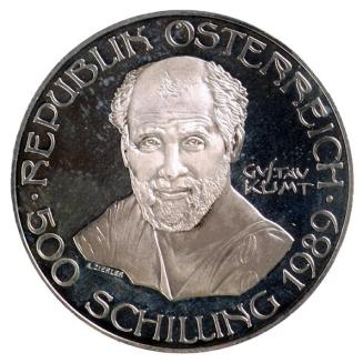 Alfred Zierler, 500 Schilling-Gedenkmünze Gustav Klimt, 1989, Silber, D: 3,6 cm, Belvedere, Wie ...