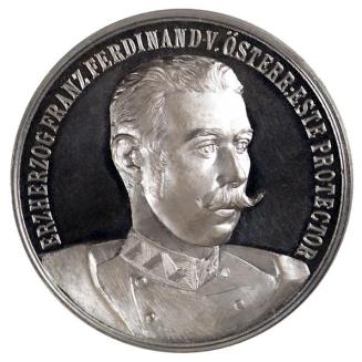 W. Pittner, Medaille auf Erzherzog Franz Ferdinand V. und die Internationale Ausstellung für Vo ...