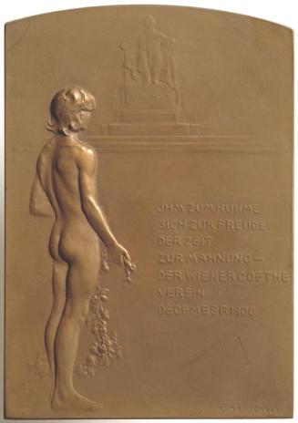 Rudolf Marschall, Plakette auf die Enthüllung des Denkmals für Johann Wolfgang von Goethe von E ...