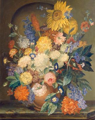 Kurt Gribbel-Seelnitz, Blumenstrauß vor einer Nische, 1939, Öl auf Leinwand auf Holz, 101 x 80, ...
