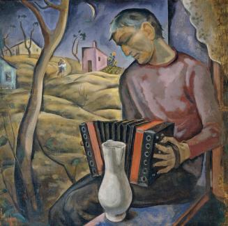 Josef Gassler, Harmonikaspieler, 1927, Öl auf Leinwand, 84,5 x 84,5 cm, Belvedere, Wien, Inv.-N ...