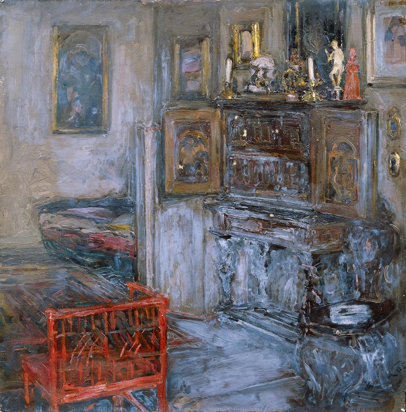 Alois Hänisch, Interieur, 1905, Öl auf Karton, 51,5 x 51,5 cm, Belvedere, Wien, Inv.-Nr. 752