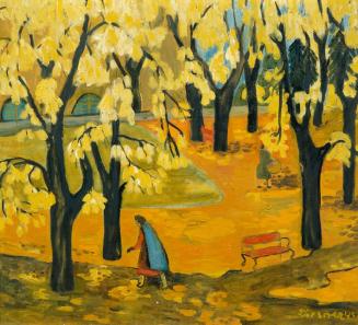 Gerhild Diesner, Herbstlandschaft (Rennweg in Innsbruck), 1945, Öl auf Leinwand, 72,5 x 80 cm,  ...