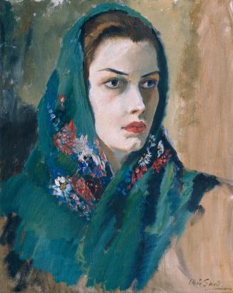 Olive Pike-Snell, Frau im bunten Kopftuch, vor 1950, Öl auf Leinwand, 50 x 40 cm, Belvedere, Wi ...