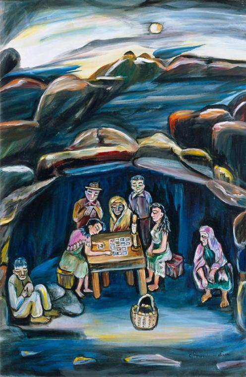 Amanda de Leon, Gipsy Cave, Öl auf Malplatte, 78,5 x 53,5 cm, Belvedere, Wien, Inv.-Nr. 4776