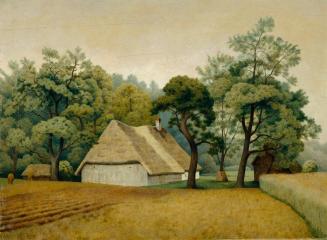 Albert Stangl, Bauernhaus, 1939, Öl auf Holz, 48,5 x 65 cm, Belvedere, Wien, Inv.-Nr. 8046