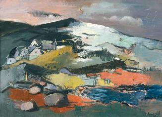 Oskar Gawell, Rote Landschaft, 1948, Öl auf Leinwand, 62,5 x 85 cm, Belvedere, Wien, Inv.-Nr. 4 ...