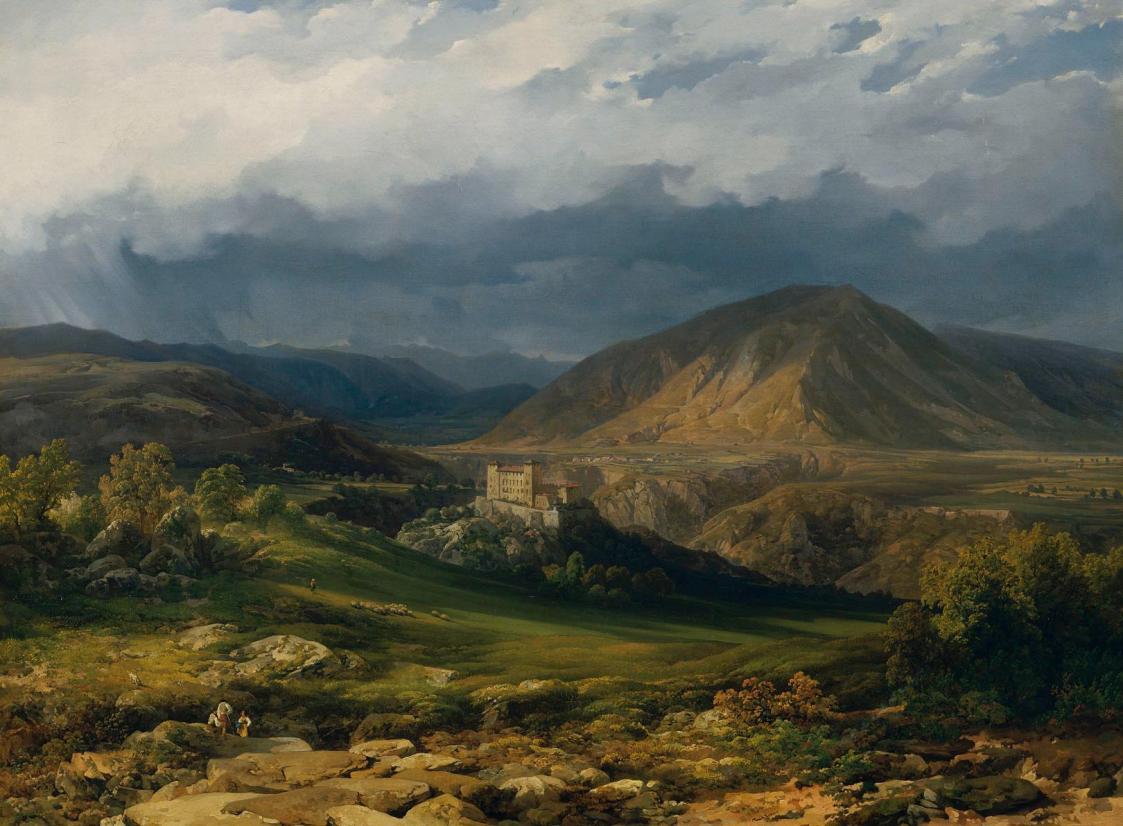 Thomas Ender, Schloss Cles im Nonntal in Südtirol, 1846, Öl auf Leinwand, 89 x 119 cm, Belveder ...