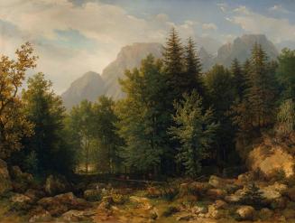 Thomas Ender, Waldlandschaft im Hochgebirge, um 1839/1840 (?), Öl auf Leinwand, 89 x 119 cm, Be ...