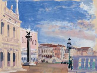 Eduard Bäumer, Riva degli Schiavoni in Venedig, Deckfarben auf Papier, 49,3 x 64,2 cm, Belveder ...