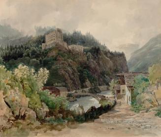 Thomas Ender, Ansicht von Schloss Landeck in Tirol, 1844, Aquarell auf Papier, 37,3 x 44,1 cm,  ...