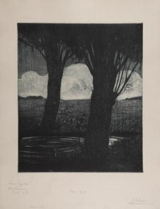 Viktor Böhm, Zwei Pappeln, 1904, Radierung, 65 x 50 cm, Belvedere, Wien, Inv.-Nr. 610