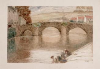 Rudolf Konopa, Brücke in Quimperlé I., Monotypie, 28 x 43 cm, Belvedere, Wien, Inv.-Nr. 803