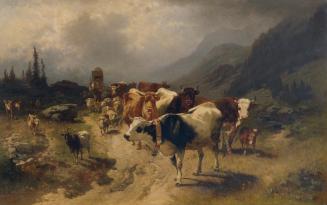 Conrad Bühlmayer, Viehabtrieb, 1870, Öl auf Leinwand, 101 x 158 cm, Belvedere, Wien, Inv.-Nr. 2 ...