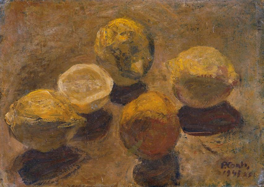 Umberto Primo Conti, Stillleben mit Zitronen, 1943, Öl auf Leinwand, 24,5 x 34,5 cm, Belvedere, ...