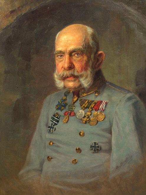 E. Bieber nach John Quincy Adams, Kaiser Franz Joseph I., 1916, Öl auf Leinwand, 85 x 64,5 cm,  ...