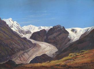 Christian Gotthard-Hirsch, Alpenlandschaft im Schnee, 1938, Tempera auf Pappe, 52 x 70 cm, Belv ...