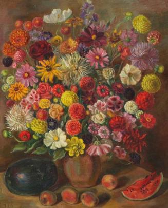 Irma Lang-Scheer, Großer Herbstblumenstrauß, 1953, Öl auf Leinwand, 100 x 81,5 cm, Belvedere, W ...