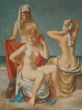 Josef Pieper, Drei Damen am Strand, Öl auf Leinwand, 200 x 150 cm, Wien, Österreichische Galeri ...