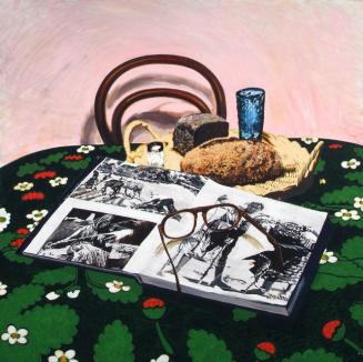 Adam Jankowski, Stilleben mit Brot, 1977, Öl und Acryl auf Leinwand, 194,5 x 194,5 cm, Artothek ...