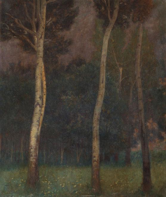 Eduard Ameseder, Niederösterreichische Baumlandschaft, 1902, Tempera auf Leinwand, 136,3 x 115, ...