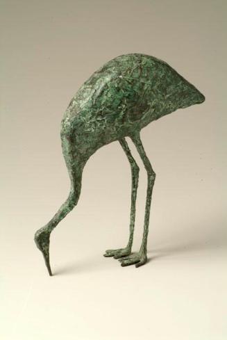 Eva Mazzucco, Pickender Kranich, 1962, Bronze, 27 cm, Artothek des Bundes, Dauerleihgabe im Bel ...
