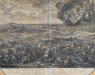 Jan van Huchtenburgh, Die Schlacht bei Cassano am 16. August 1705, 1729, Kupferstich, 53 x 61 c ...