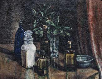 Aldo Ronco, Flaschen, Öl auf Leinwand auf Karton, 40 x 50 cm, Belvedere, Wien, Inv.-Nr. 3925