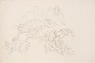 Joseph von Führich, Szene aus der Sintflut, um 1827, Bleistift auf Papier, 27,8 x 42,3 cm, Belv ...