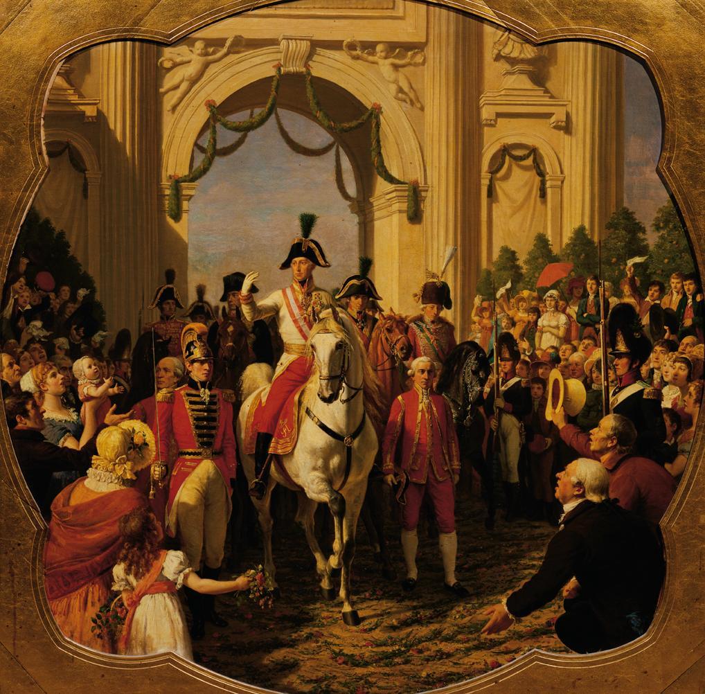 Karl von Blaas, Der Einzug des Kaisers Franz I. (II.) von Österreich in Wien 1814, 1869, Öl auf ...