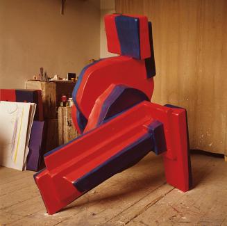 Roland Goeschl, Motorische Skulptur, 1965, Holz, bemalt, H: 206 cm, Belvedere, Wien, Inv.-Nr. 9 ...