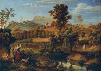 Josef Anton Koch, Italienische Landschaft mit pflügendem Landmann (Die Serpentara bei Olevano,  ...