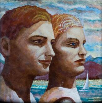 Maria Schwamberger-Riemer, Doppelbildnis, um 1930, Emailmalerei auf Kupfer, 21,5 × 18,5 cm, Bel ...