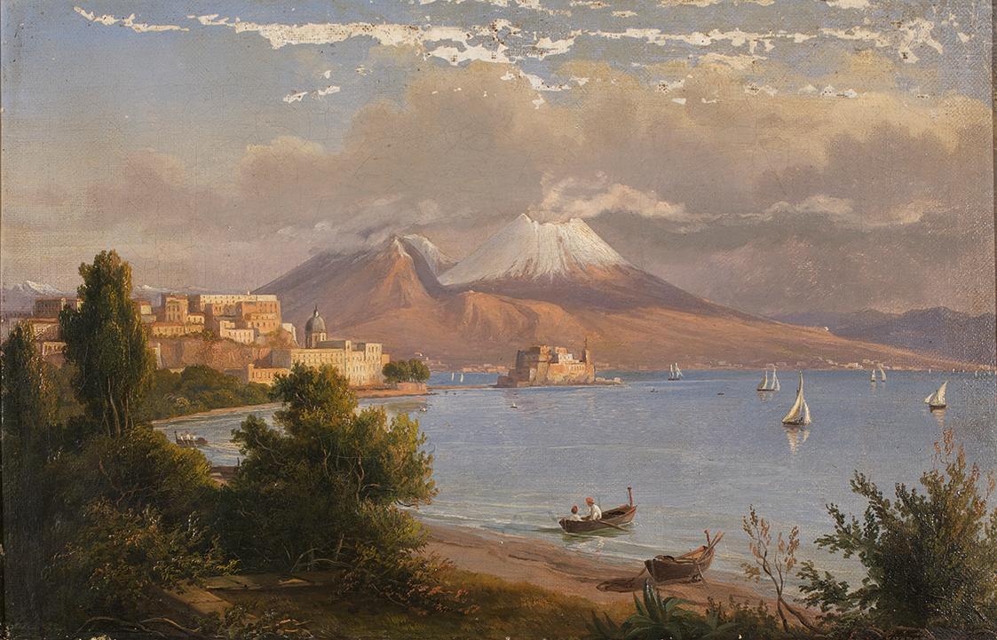 G. von Guirardi, Neapel mit Vesuv, 1844, Öl auf Leinwand, 21 x 31,5 cm, Belvedere, Wien, Inv.-N ...