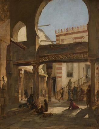 Franz Seraph von Lenbach, Szene im Kalaun Moscheen Komplex Kairo, 1876, Öl auf Karton, 104,5 x  ...