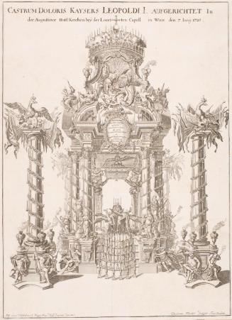 Johann Lucas von Hildebrandt (Inventor), Benjamin Kenckel (Stecher), Trauergerüst für Kaiser Le ...