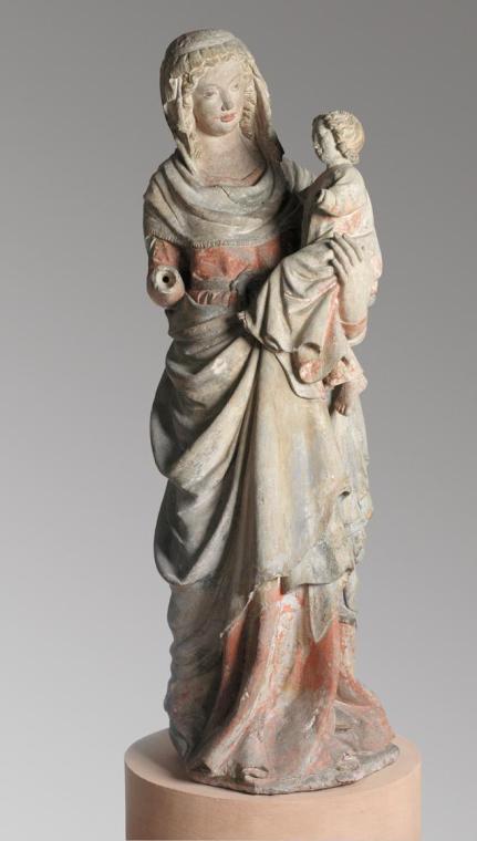 Wiener Bildhauer (?), Wiener Neustädter Madonna, um 1310, Sandstein, Reste der alten Polychromi ...