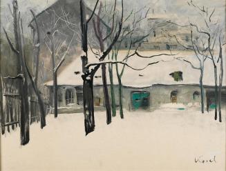 Hermann Kosel, Schönburggarten im Schnee, 1959, Öl auf Hartfaserplatte, 47 x 62,3 cm, Artothek  ...