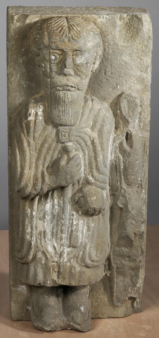 Bildhauer der Bauplastik von Schöngrabern, Hl. Johannes Evangelist (?), um 1225/1230, Schleifsa ...