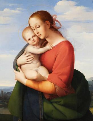 Johann Evangelist Scheffer von Leonhardshoff, Madonna mit Kind, 1821, Öl auf Holz, 79 x 63 cm,  ...