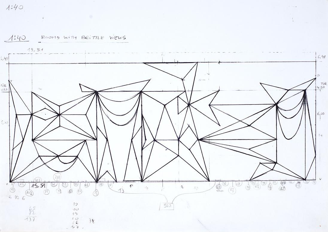 Julian Göthe, Rooms with brittle views, 2009, Bleistift auf Papier, 29,7 x 42 cm, Belvedere, Wi ...