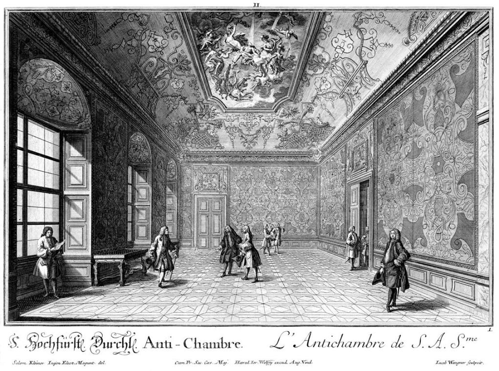 Salomon Kleiner, S. Hochfürstl. Durchl. Anti-Chambre, 1733, Radierung, Plattenmaße: 28,7 x 38,4 ...