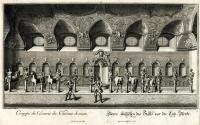 Salomon Kleiner, Inneres Außsehen des Stalls vor die Leib-Pferde, 1738, Radierung, Plattenmaße: ...