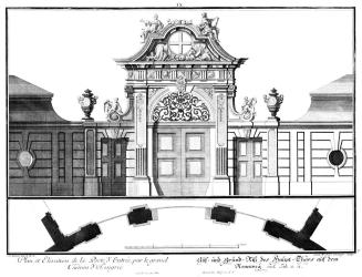 Salomon Kleiner, Auf- und Grund-Riß des Haupt-Thors auf dem Rennweg, 1738, Radierung, Plattenma ...