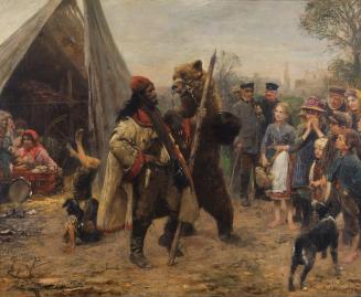 Paul Friedrich Meyerheim, Der Bärenführer, um 1890, Öl auf Leinwand, 78 x 96 cm, Belvedere, Wie ...
